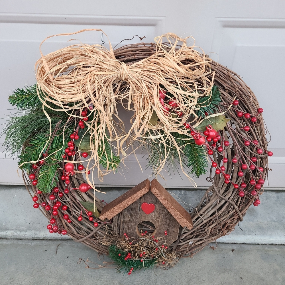 Birdhouse Christmas Wreath